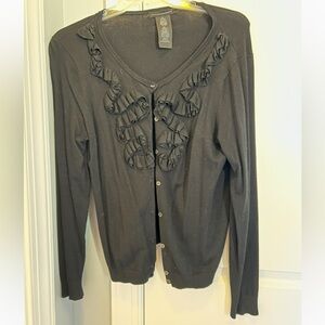 Gray Ruffled Women's Sweater